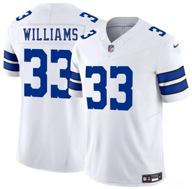 Men's Dallas Cowboys 33 Javonte Williams White 2025 F.U.S.E. Vapor Untouchable Limited Football Stitched Jersey