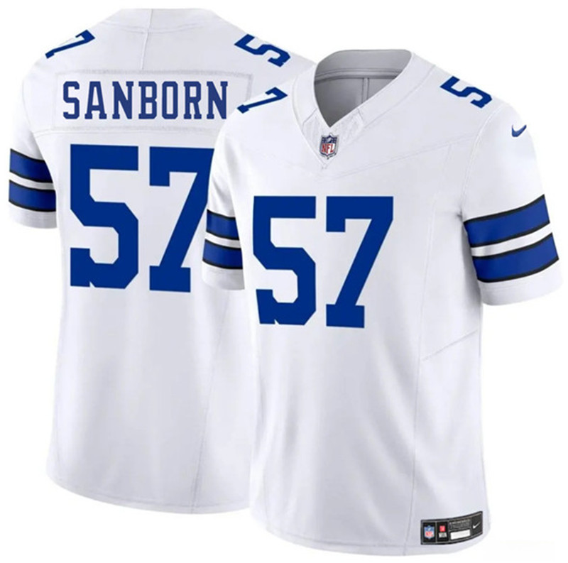 Men's Dallas Cowboys 57 Jack Sanborn White 2025 F.U.S.E. Vapor Untouchable Limited Football Stitched Jersey