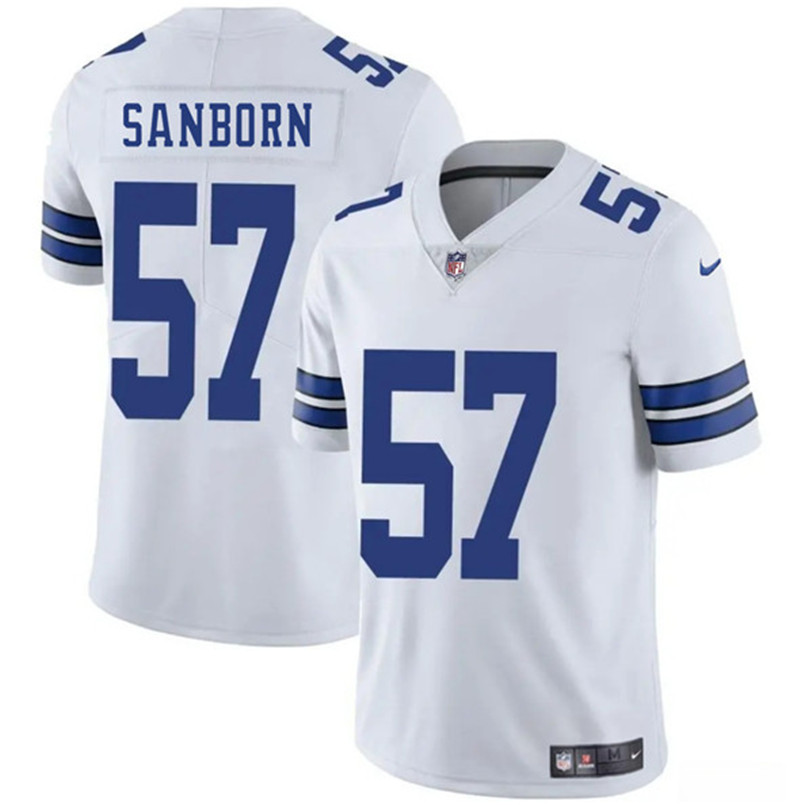 Men's Dallas Cowboys 57 Jack Sanborn White 2025 Vapor Untouchable Limited Football Stitched Jersey