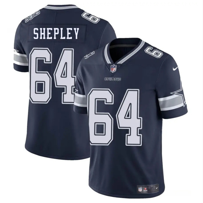 Men's Dallas Cowboys 64 Dakoda Shepleys Navy Blue 2025 Vapor Untouchable Limited Football Stitched Jersey