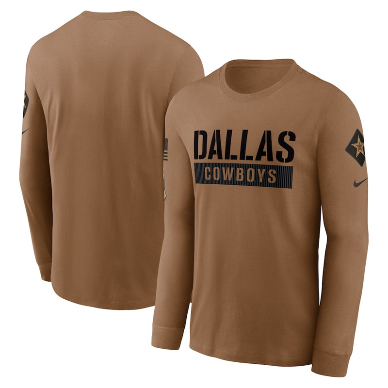 Men's Dallas Cowboys Nike Brown 2023 Salute To Service Long Sleeve T Shirt