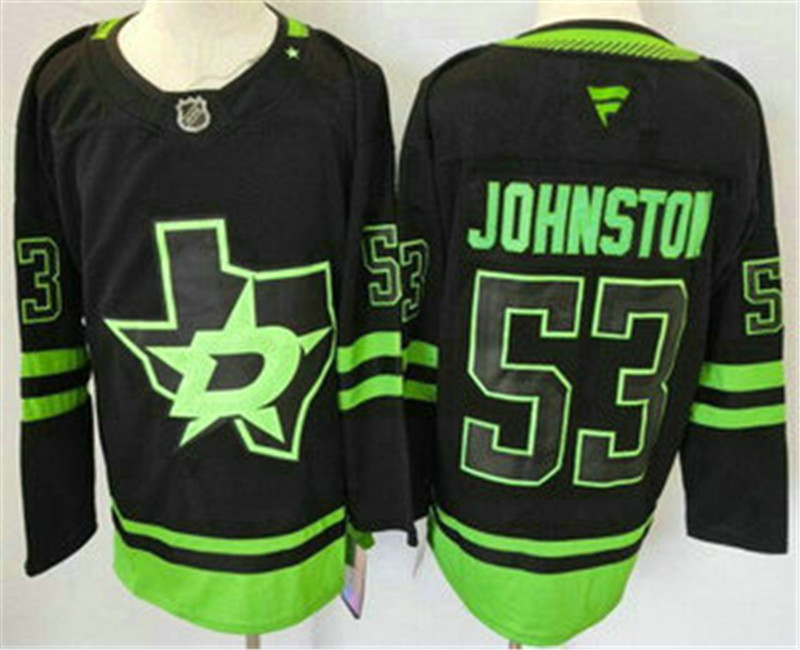 Men's Dallas Stars 53 Wyatt Johnston Black Alternate Authentic Jersey