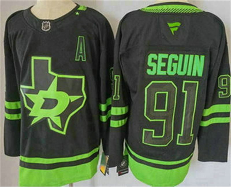Men's Dallas Stars 91 Tyler Seguin Black Alternate Authentic Jersey