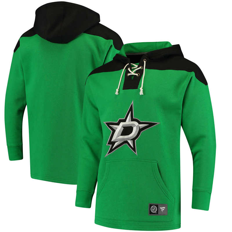 Men's Dallas Stars Fanatics Branded Green Black Breakaway Lace Up Hoodie