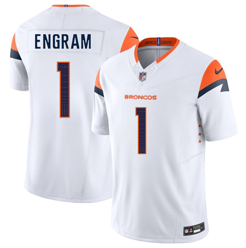 Men's Denver Broncos 1 Evan Engram White 2025 F.U.S.E. Vapor Limited Football Stitched Jersey