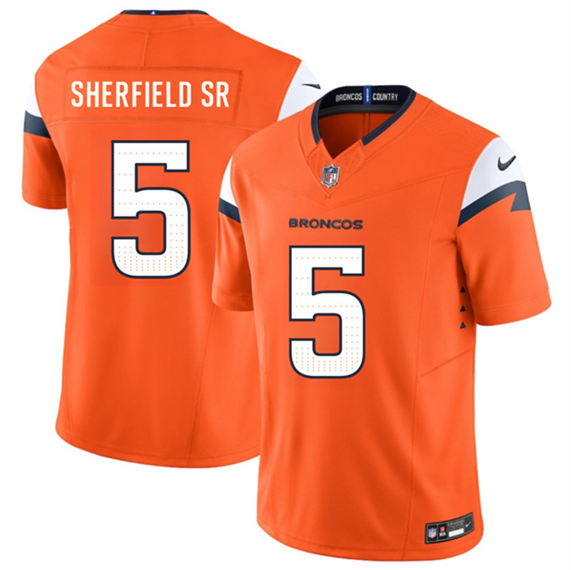 Men's Denver Broncos 5 Trent Sherfield Sr Orange 2025 F.U.S.E. Vapor Limited Football Stitched Jersey