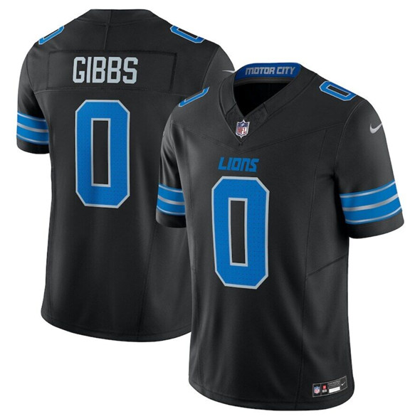 Men's Detroit Lions 0 Jahymr Gibbs Black 2025 F.U.S.E. Vapor Limited Football Stitched Jersey