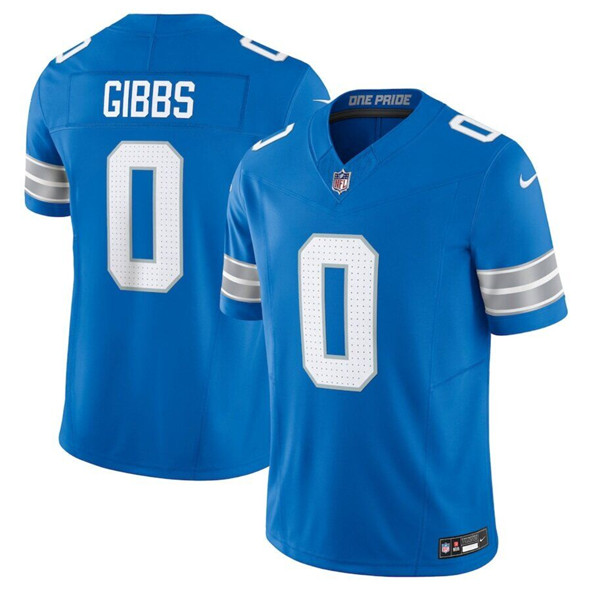 Men's Detroit Lions 0 Jahymr Gibbs Blue 2025 F.U.S.E. Vapor Limited Football Stitched Jersey