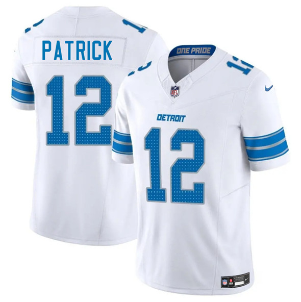 Men's Detroit Lions 12 Tim Patrick White 2025 F.U.S.E. Vapor Limited Football Stitched Jersey