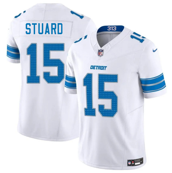 Men's Detroit Lions 15 Grant Stuard White 2025 F.U.S.E. Vapor Limited Football Stitched Jersey
