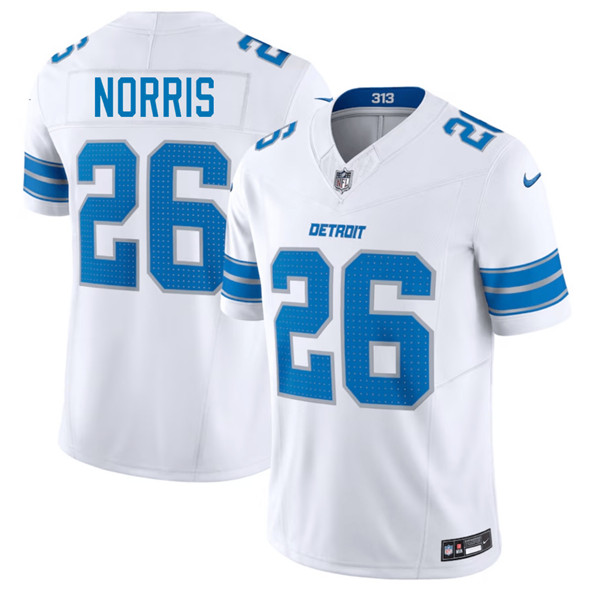 Men's Detroit Lions 26 Morice Norris White 2025 F.U.S.E. Vapor Limited Football Stitched Jersey