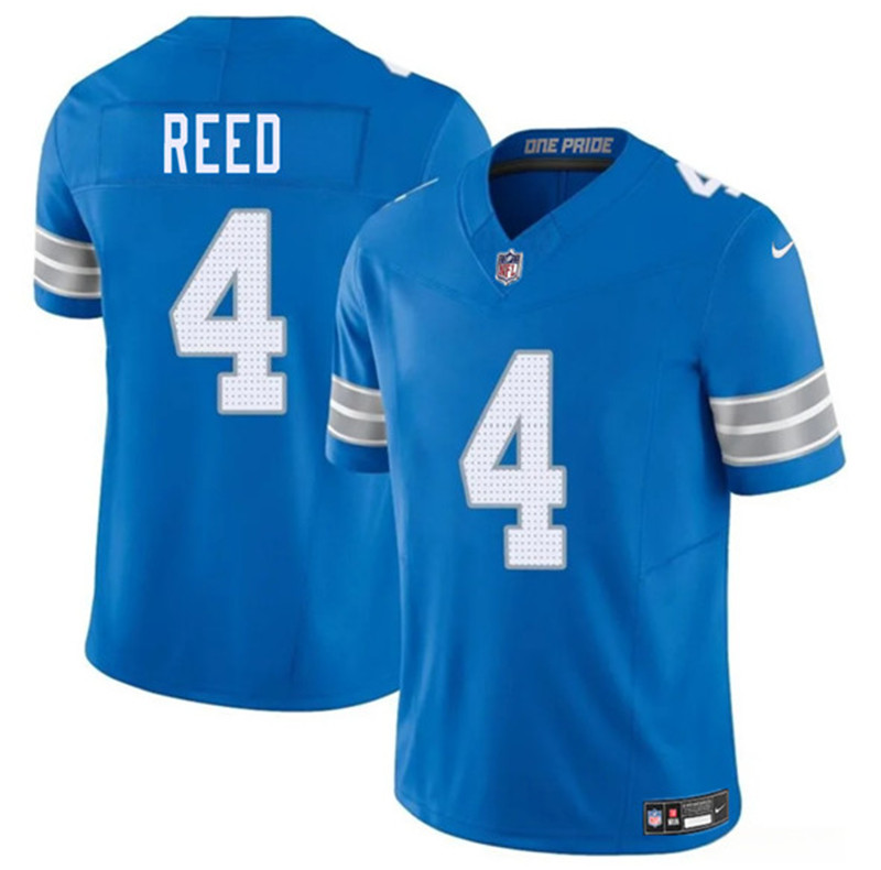 Men's Detroit Lions 4 D.J. Reed Blue 2025 F.U.S.E. Vapor Limited Football Stitched Jersey
