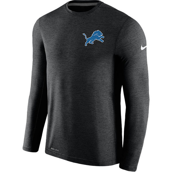 Men's Detroit Lions  Black Coaches Long Sleeve Performance T Shirt