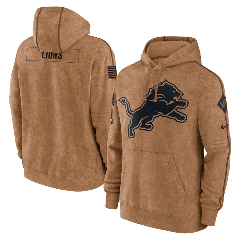 Men's Detroit Lions Nike Brown 2023 Salute To Service Club Pullover Hoodie