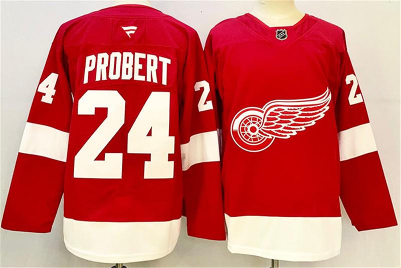 Men's Detroit Red Wings 24 Bob Probert Red 2024 25 Stitched Jersey