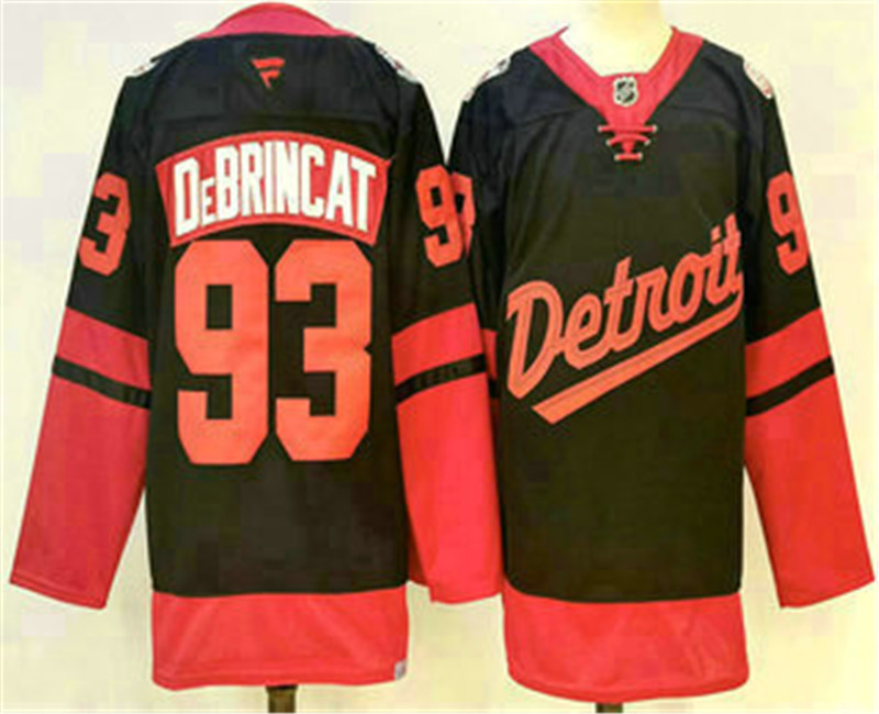 Men's Detroit Red Wings 93 Alex DeBrincat Black 2025 Stadium Series Stitched Jersey