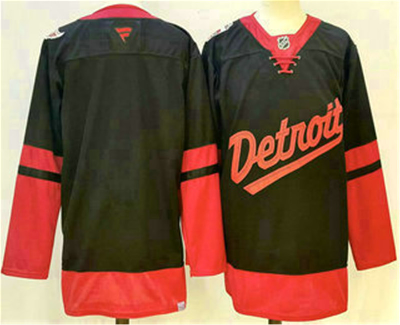 Men's Detroit Red Wings Blank Black 2025 Stadium Series Stitched Jersey