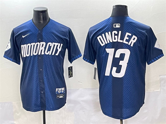 Men's Detroit Tigers 13 Dillon Dingler 2024 Navy City Connect Cool Base Limited Stitched Jersey