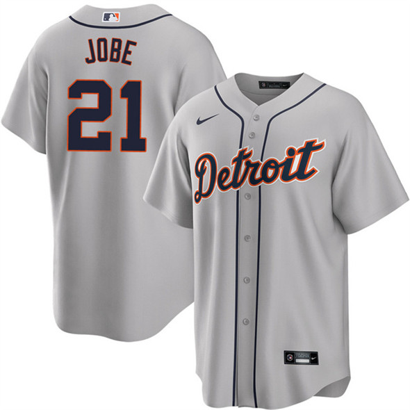 Men's Detroit Tigers 21 Jackson Jobe Gray Cool Base Stitched Baseball Jersey
