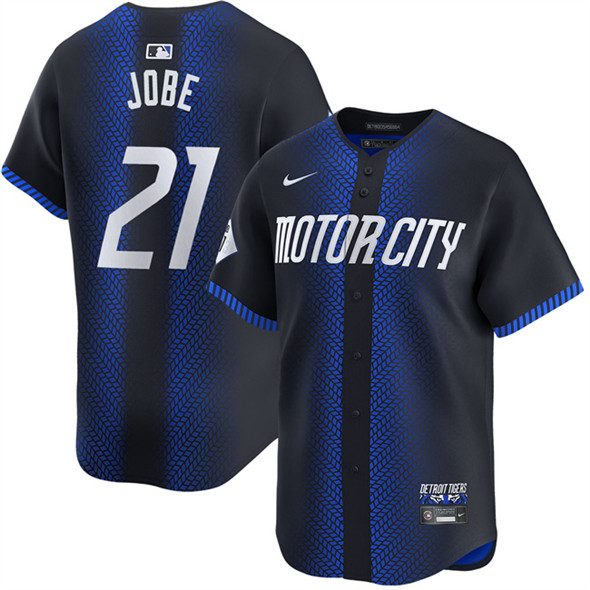 Men's Detroit Tigers 21 Jackson Jobe Navy City Connect Cool Base Stitched Baseball Jersey