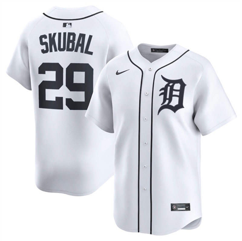 Men's Detroit Tigers 29 Tarik Skubal White 2024 Home Limited Stitched Baseball Jersey