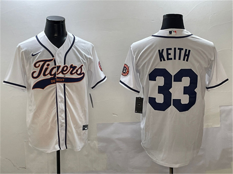 Men's Detroit Tigers 33 Colt Keith White With Patch Cool Base Stitched Baseball Jersey