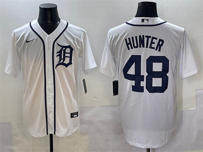 Men's Detroit Tigers 48 Brant Hurter White Cool Base Stitched Baseball Jersey