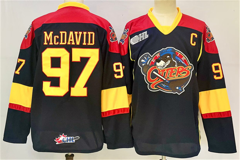 Men's Edmonton Oilers 97 Connor McDavid Black 2024 25 With C Patch Heritage Classic Primegreen Stitched Jersey