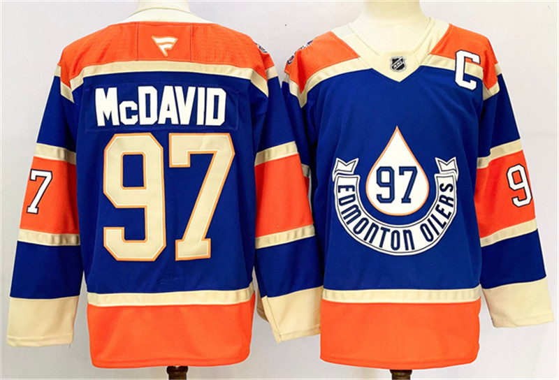 Men's Edmonton Oilers 97 Connor McDavid Royal 2024 25 With C Patch Heritage Classic Primegreen Stitched Jersey