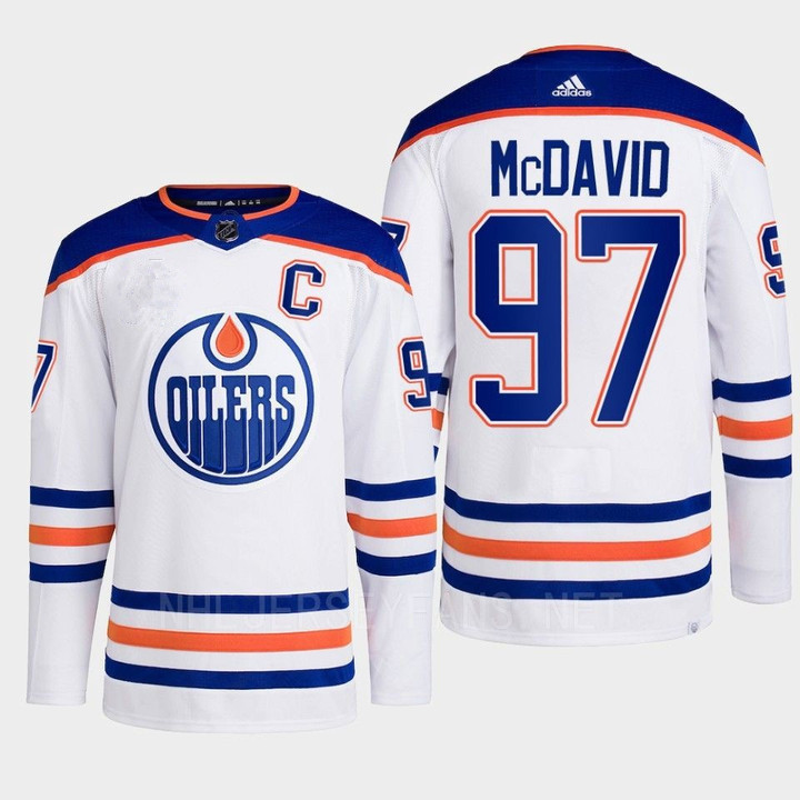 Men's Edmonton Oilers 97 Connor McDavid White Adidas Away Stitched Hockey Jersey