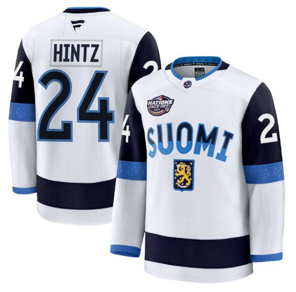 Men's Finland 24 Roope Hintz White 2025 4 Nations Face Off Premium Stitched Jersey