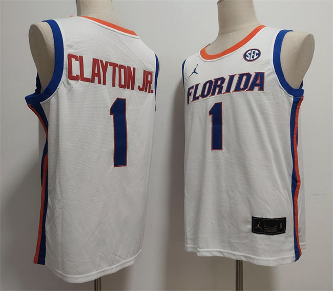 Men's Florida Gators 1 Walter Clayton Jr. White Stitched Basketball Jersey