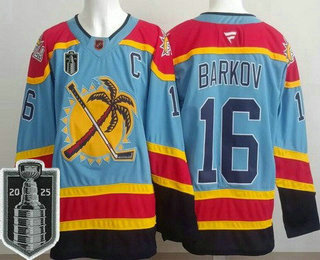 Men's Florida Panthers 16 Aleksander Barkov Blue 2025 Stanley Cup Final Authentic Jersey