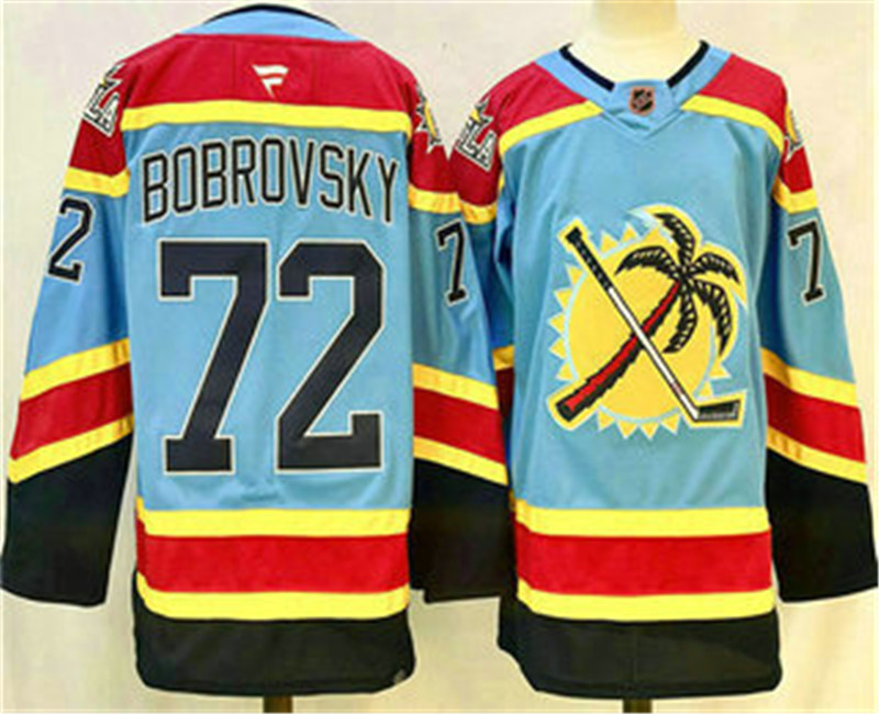 Men's Florida Panthers 72 Sergei Bobrovsky Blue 2024 Reverse Retro Stitched Jersey