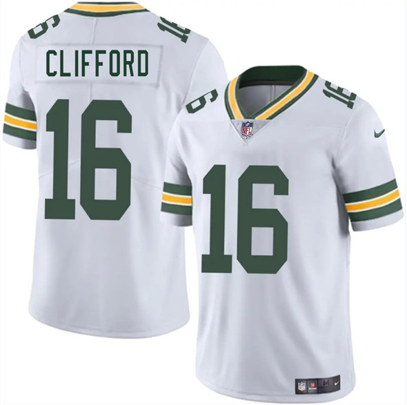 Men's Green Bay Packers 16 Sean Clifford White 2025 Vapor Untouchable Limited Football Stitched Jersey