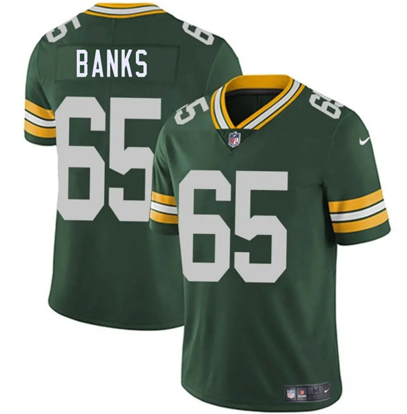 Men's Green Bay Packers 65 Aaron Banks Green 2025 Vapor Untouchable Limited Football Stitched Jersey