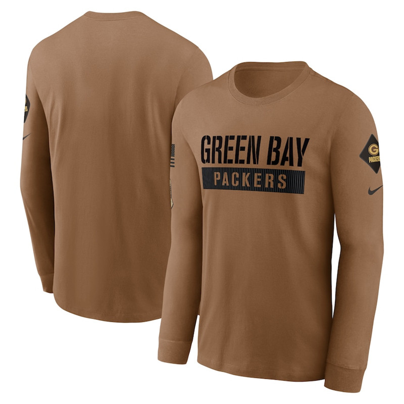 Men's Green Bay Packers Nike Brown 2023 Salute To Service Long Sleeve T Shirt