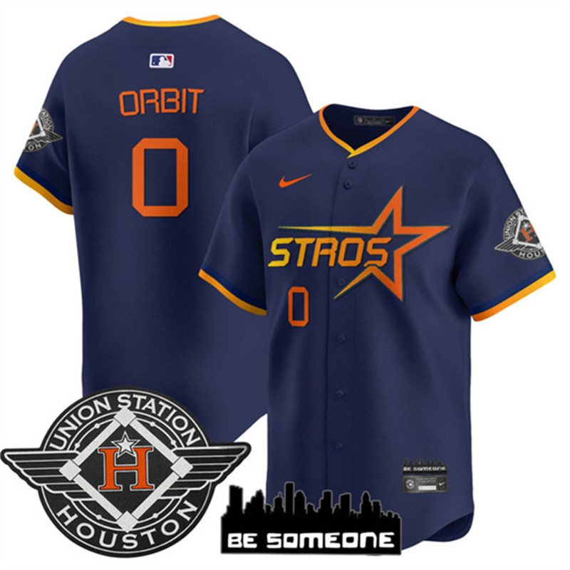Men's Houston Astros 0 Orbit Navy 2025 City Connect Limited Stitched Baseball Jersey