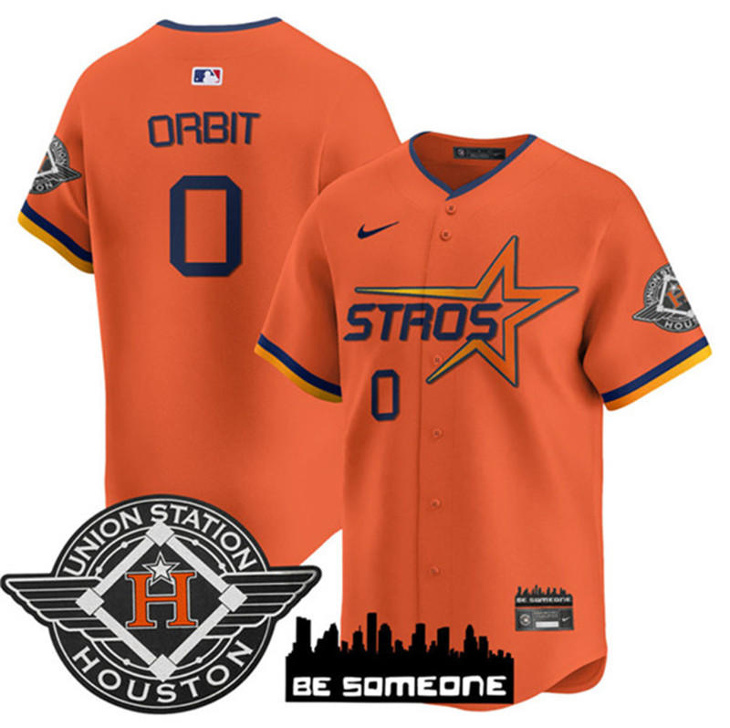 Men's Houston Astros 0 Orbit Orange 2025 City Connect Limited Stitched Baseball Jersey