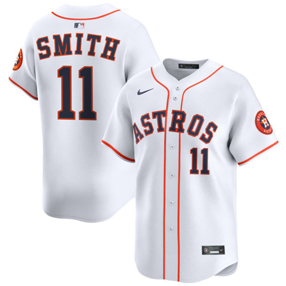 Men's Houston Astros 11 Cam Smith White 2025 Home Limited Stitched Baseball Jersey