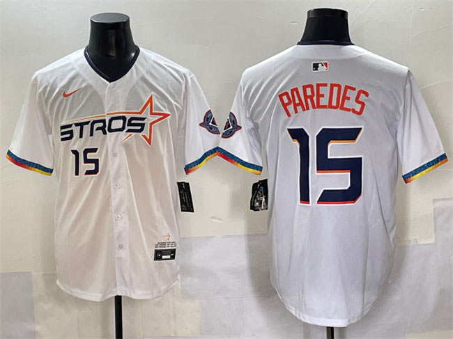 Men's Houston Astros 15 Isaac Paredes White 2025 City Connect Limited Stitched Baseball Jersey