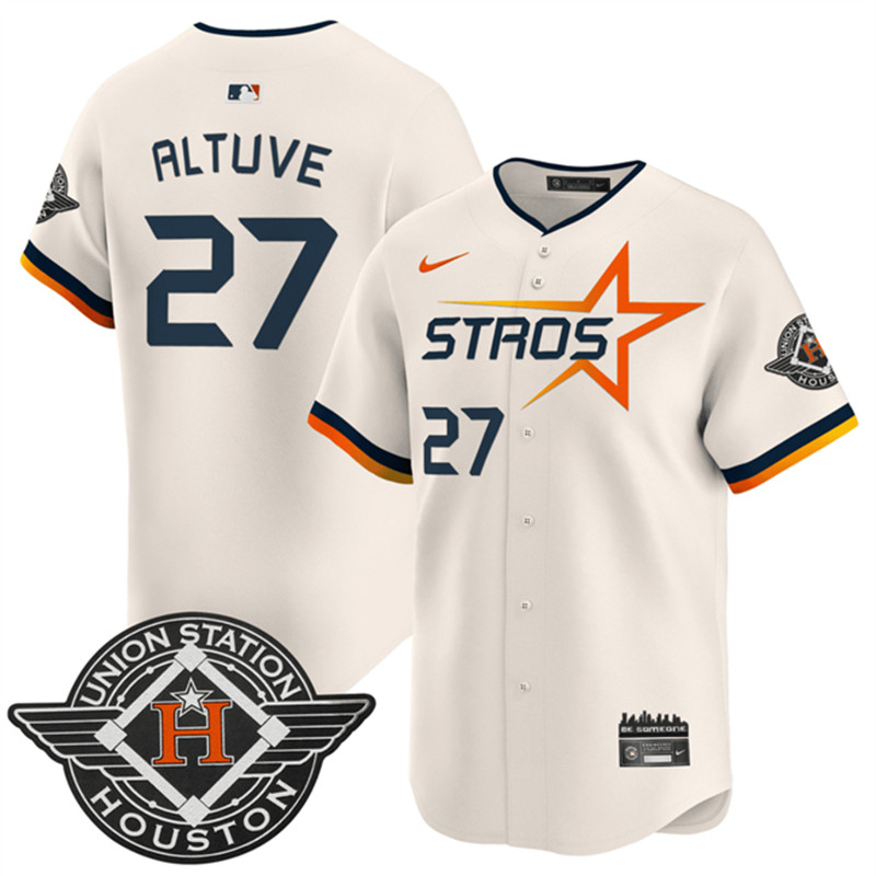 Men's Houston Astros 27 Jose Altuve Cream 2025 City Connect Limited Stitched Baseball Jersey