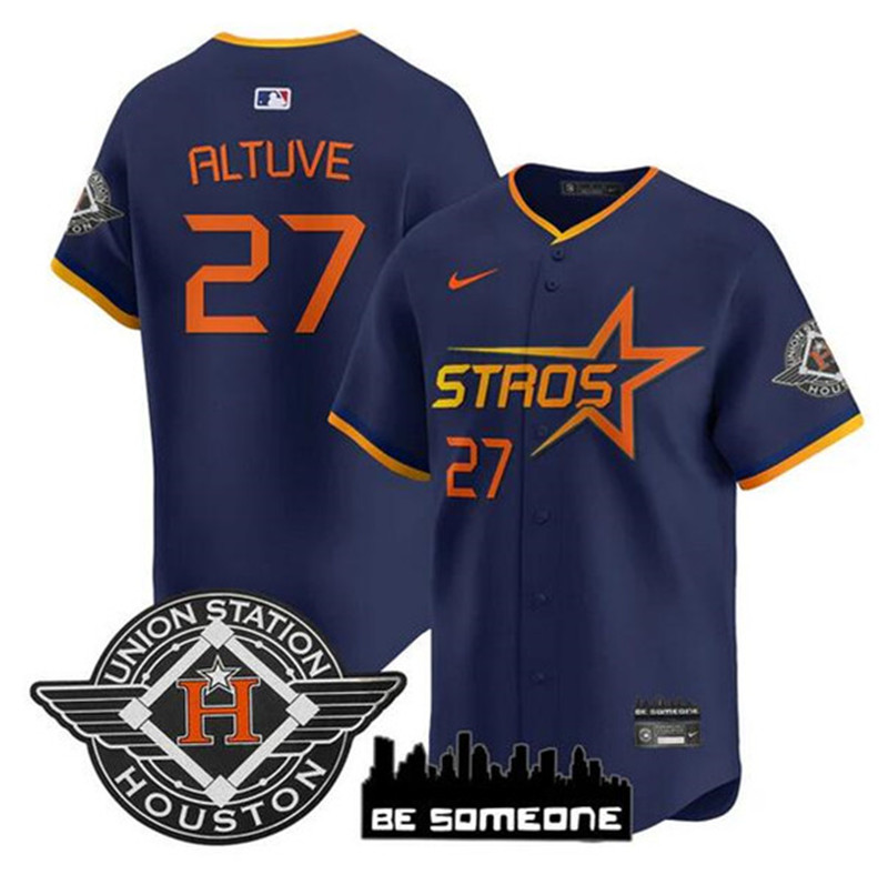 Men's Houston Astros 27 Jose Altuve Navy 2025 City Connect Limited Stitched Baseball Jersey