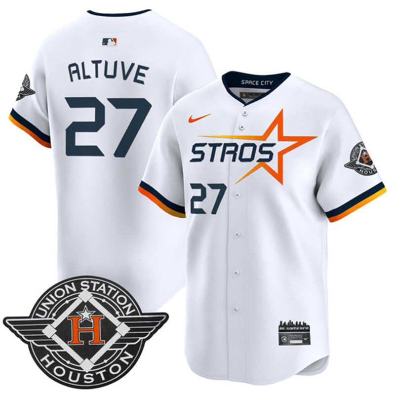 Men's Houston Astros 27 Jose Altuve White 2025 City Connect Limited Stitched Baseball Jersey