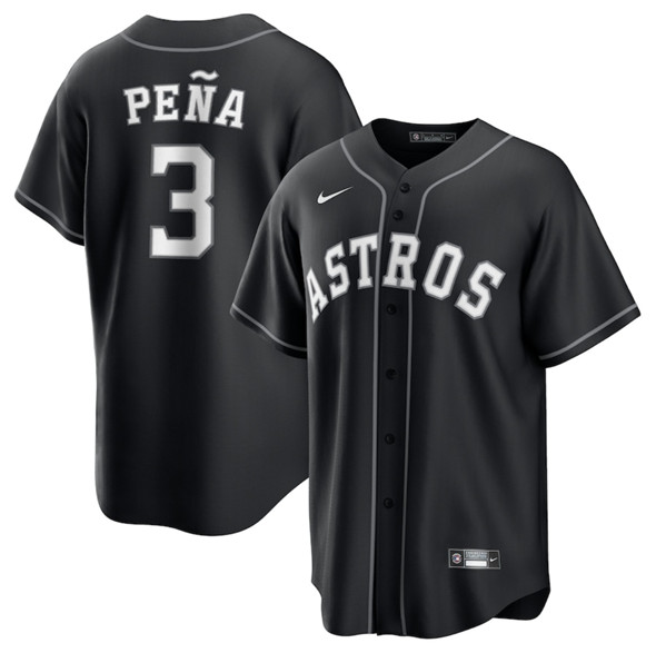 Men's Houston Astros 3 Jeremy Pena Black Lights Out Limited Stitched Baseball Jersey