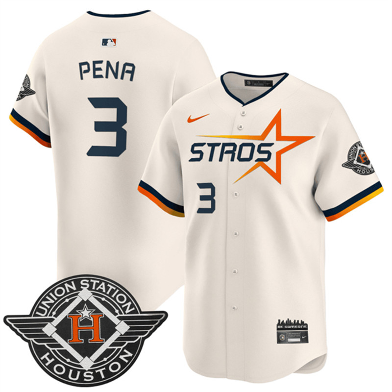 Men's Houston Astros 3 Jeremy Pena Cream 2025 City Connect Limited Stitched Baseball Jersey