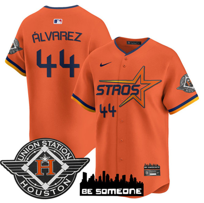 Men's Houston Astros 44 Yordan Alvarez Orange 2025 City Connect Limited Stitched Baseball Jersey