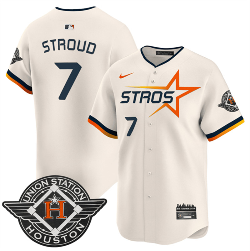 Men's Houston Astros 7 C.J. Stroud Cream 2025 City Connect Limited Stitched Baseball Jersey