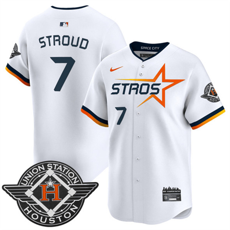 Men's Houston Astros 7 C.J. Stroud White 2025 City Connect Limited Stitched Baseball Jersey