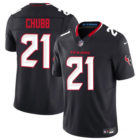 Men's Houston Texans 21 Nick Chubb Navy 2025 F.U.S.E. Vapor Limited Football Stitched Jersey